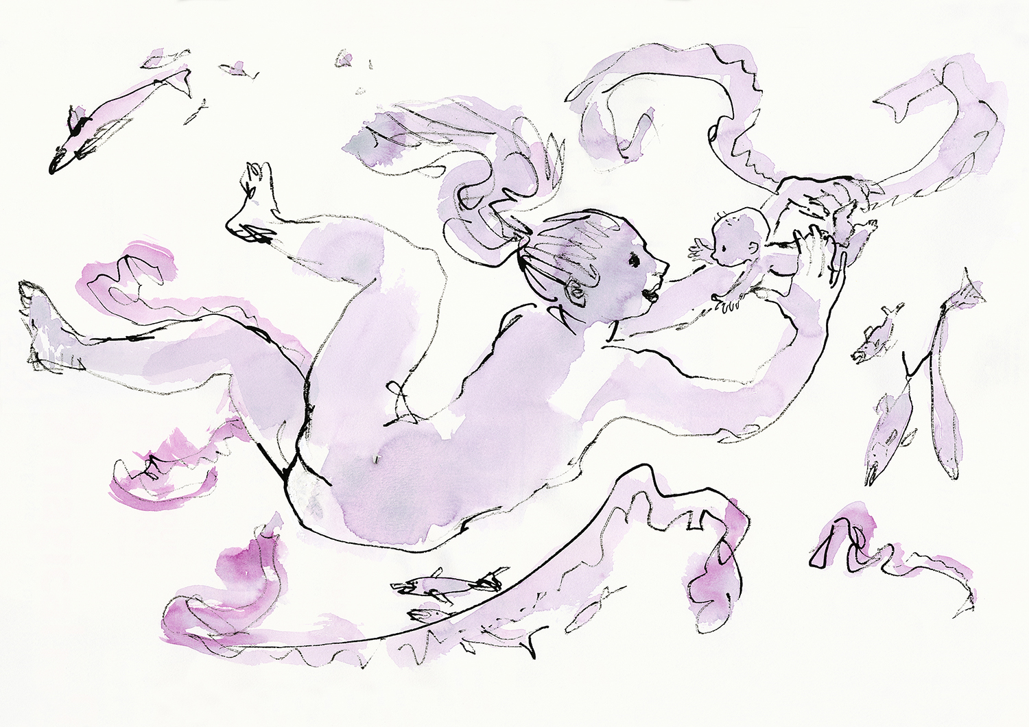 quentin-blake-mothers-and-babies-underwater-2012-quentin-blake